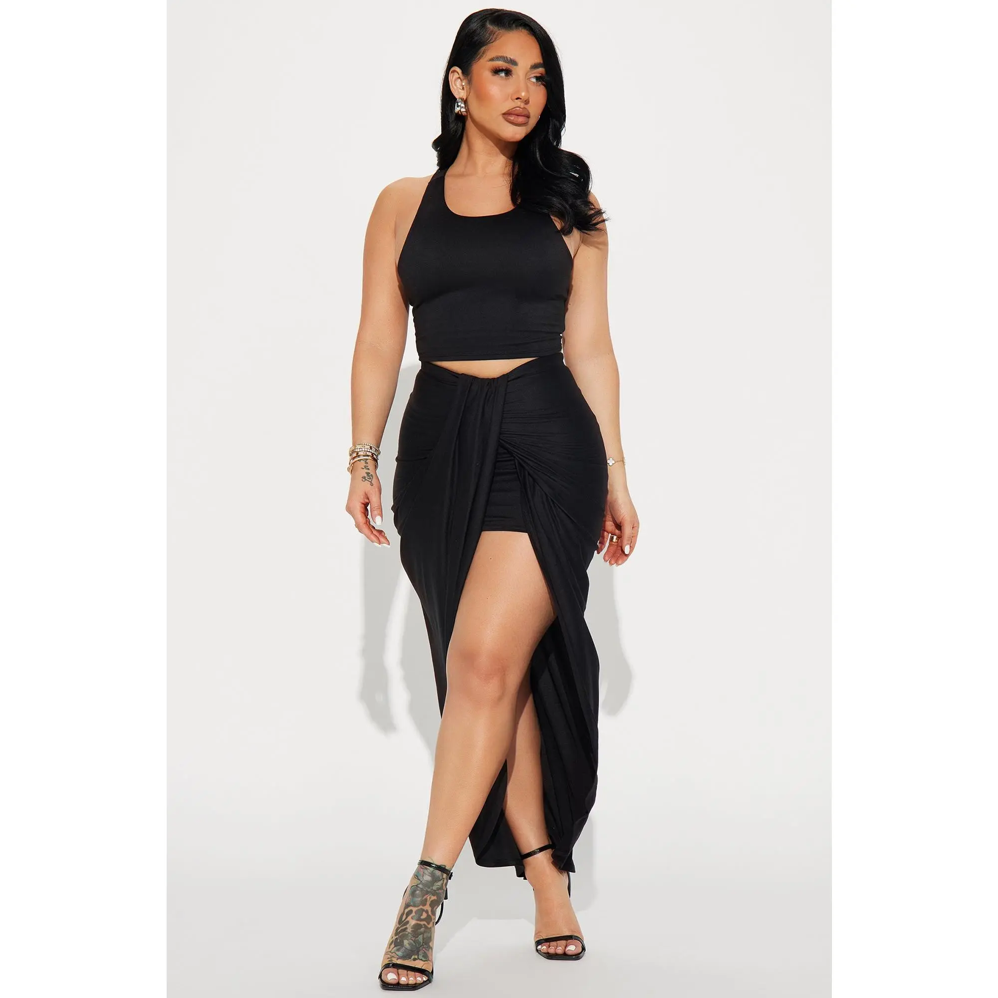 Lanie Maxi Skirt Set - Black