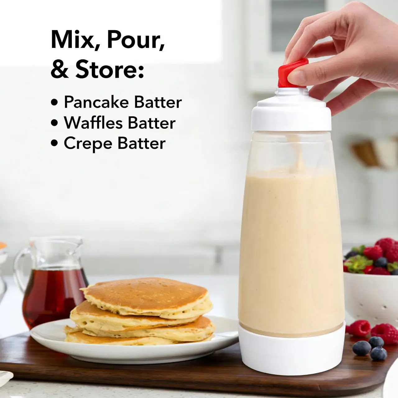 Marked Pancake Batter Dispenser - Easy-to-Use Baking Accessory, Cooking Tool, Party & Home Baking Bottles for Pancakes, Paper Cup Cakes, Waffles