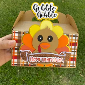 12 Thanksgiving Treat Boxes, 12 Thanksgiving Gable Boxes, Children Dinner Table Boxes