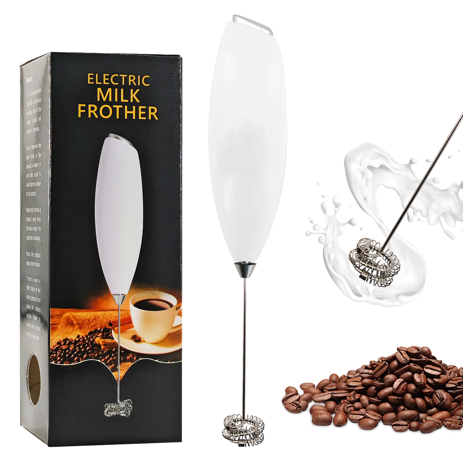 Electric Coffee Blender Whisk Drink Mixer, Handheld Milk Frother Whisk Drink Mixer, Mini Foam Maker for Lattes, Cappuccino, Matcha, Hot Chocolate & More