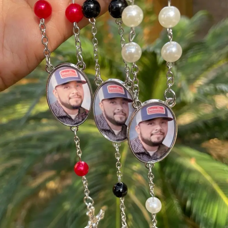Custom Photo Rear View Mirror Hanger - Memory Ornament Decoration Car Interior Accessory