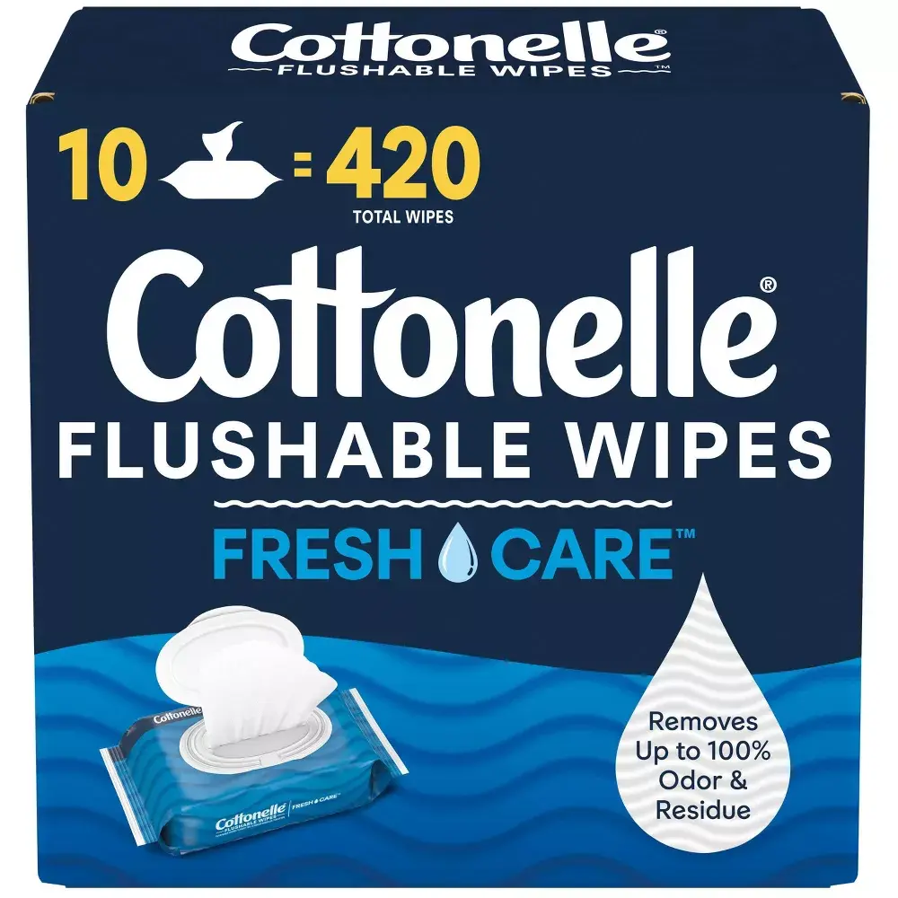 Cottonelle Fresh Feel Flushable Wet Wipes, Adult Wet Wipes, 10 Flip-Top Packs, 42 Wipes Per Pack (420 Total Wipes), Packaging May Vary