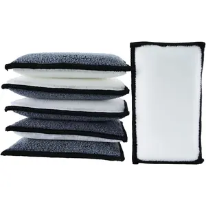 Car Interior Scrubbing Sponge, Microfiber Car Wax Applicator Scrubber Pad, Car Detailing Interior Scrub Pad, Washing Sponges for Car, Boat, Wood, Marble and Motorcycle - 6pcs gray