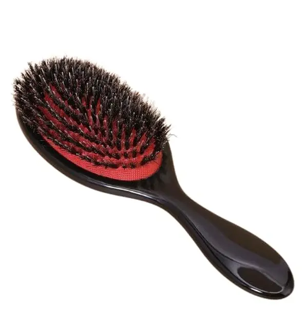 Boar Bristle Hair Brush Paddle Detangling Brush for Curly Fine Wavy Natural Tangled Hair Anti-static Hair Brush with Nylon Quill Massage Hair Extension Brush for Women, Men and Kids Barrel Curls Conditioning Black