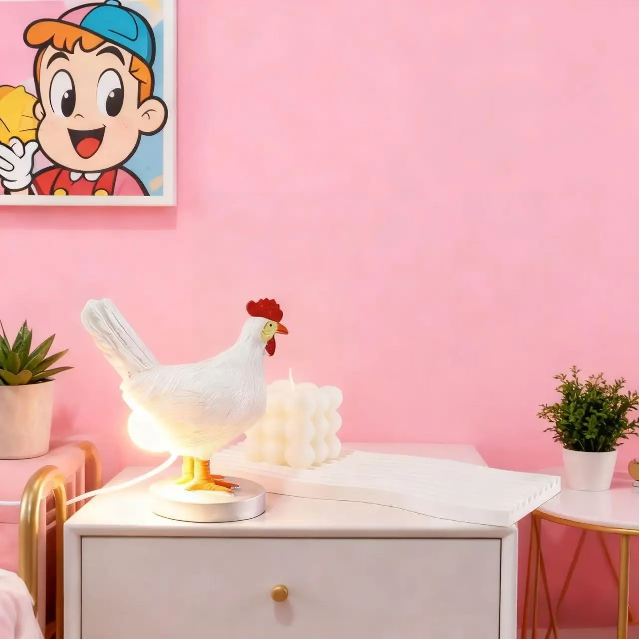 Creative Rooster Decorative Lamp, Resin LED Table Light, Decorative Mood Lamp, Decorative Atmosphere Lamp, Cute Desktop Decoration, Holiday Gift for Family and Friends, Led Lights