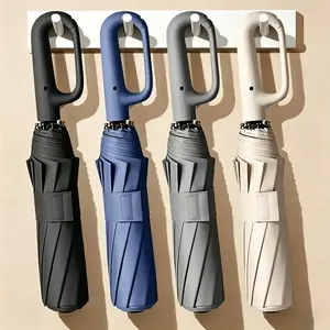 Foldable Rainproof Automatic Umbrella, 1 Count Compact Ring-Buckle Windproof Reinforced Pocket Umbrella for Women, Durable Sun-Protection UV Umbrella, Suitable for Rainy Days and Outdoor Use, Wind Resistant Umbrella, Portable Folding Umbrella