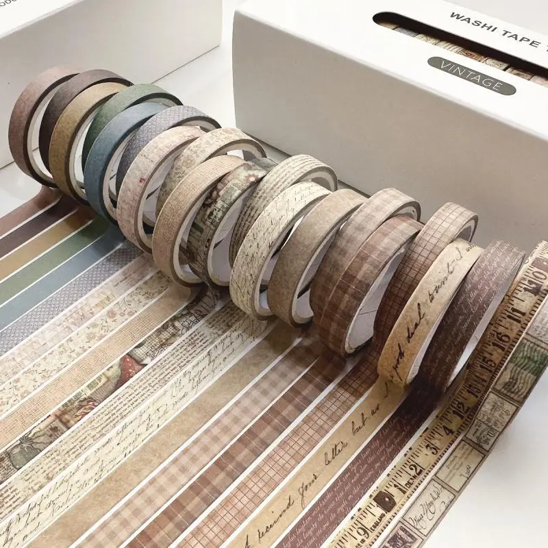 DIY Washi Tape Set, 20 Rolls/box Retro Washi Tape, Creative Decorative Tape for Scrapbooking, Journaling, Gift Wrapping