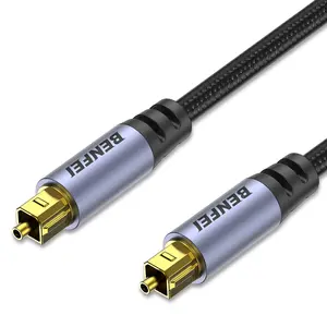 BENFEI Toslink Optical Audio Cable 6.6 feet / 2 M, S/PDIF Fiber Optic Cord [Braided, Gold-Plated Connectors, CL3 Rated] for Soundbar/TV/PS5/PS4/Sonos, Xbox Series X/S, Home Theater
