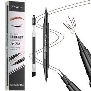 Microblading Eyebrow Pencil,2-in-1 Dual-Ended Eyebrow Pen with 2 Tip brow pen and Precise Brush-Tip,Natural Waterproof and Long-Lasting Brow Pen(Brown)