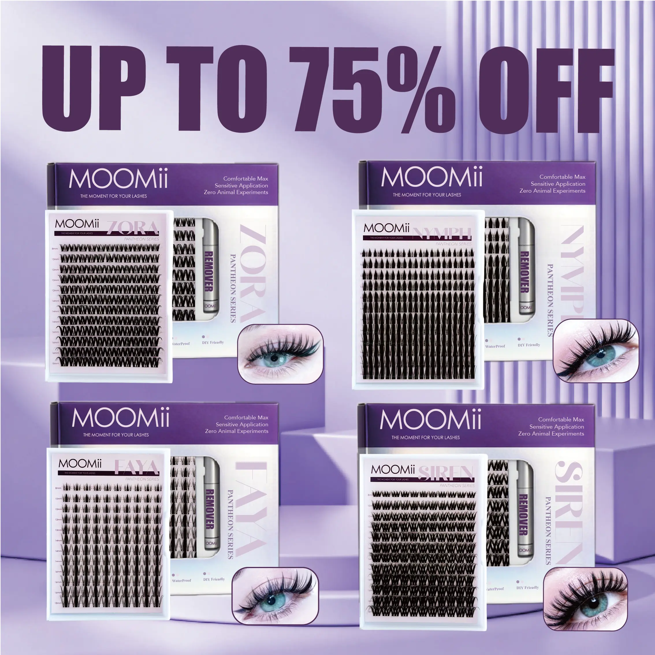 MOOMii D-Curl 0.03mm Eyelash Clusters Kit (8-18mm) - Beginner-Friendly DIY Eyelashes Set with Bond, Seal, Tweezers, Remover, Soft Natural Lash, Waterproof Lightweight Adhesive, Makeup Gift, Soft Natural Eyelash