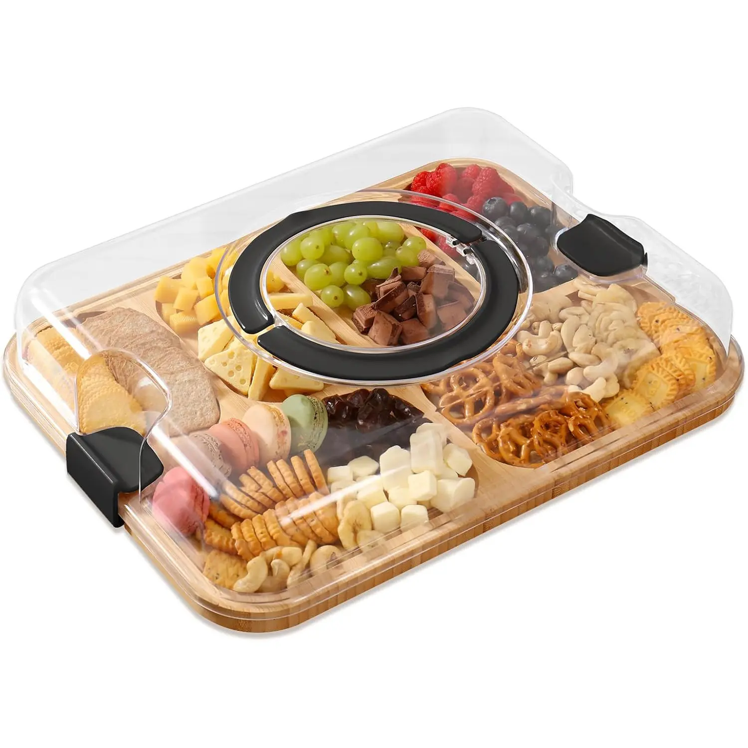 Portable Deli Board with Transparent Lid, Travel Cheese Board, Kitchen Wooden Cutting Board, Wooden Chopping Board, Housewarming Gift, New Home Gift, Ladies' Gift, Cutting Boards For Kitchen
