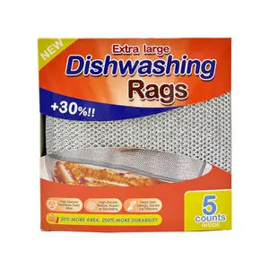 5-Counts Multipurpose Non-Scratch Wire Dishcloths- Extra Large, Multifunctional Dishwashing Rags  Household Items Overlock Stitched Edges Cleaning Supplies Kitchen,                home essentials