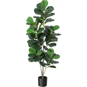 Gaomon 5FT Multi-Stem Type Artificial Fiddle Leaf Fig Tree, Potted Fake Natural Look Ficus Plant, Indoor/Outdoor Decoration for Home Office Living Room
