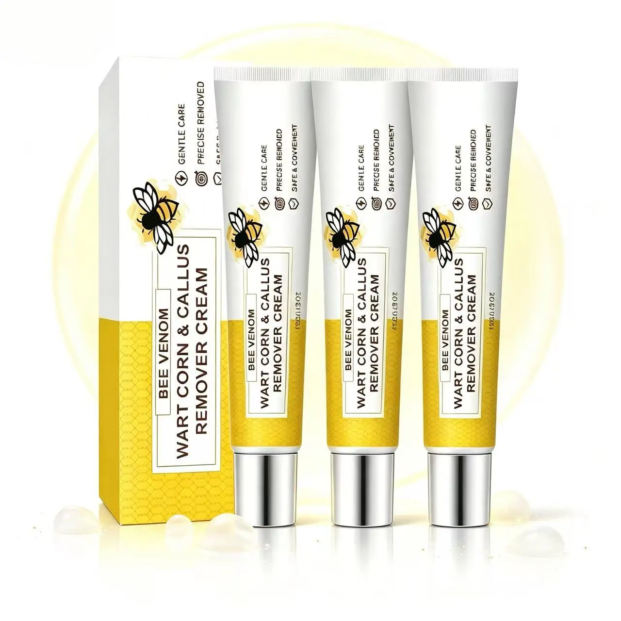 Bee Venom Wart & Corn Cream - Mild Daily Body Moisturizer for Softening Stubborn Calluses Treatment Moisturizing and Relief Bump repair invisible gel gold extract herbal natural Plant-Based Firming Body Lotion