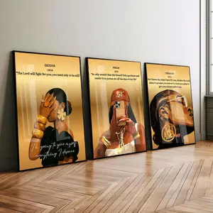 Set of 3 Black Christian Girl Wall Art, Scripture Poster, Bible Verse Wall Art, Girl Room Decor, Christian Wall Print