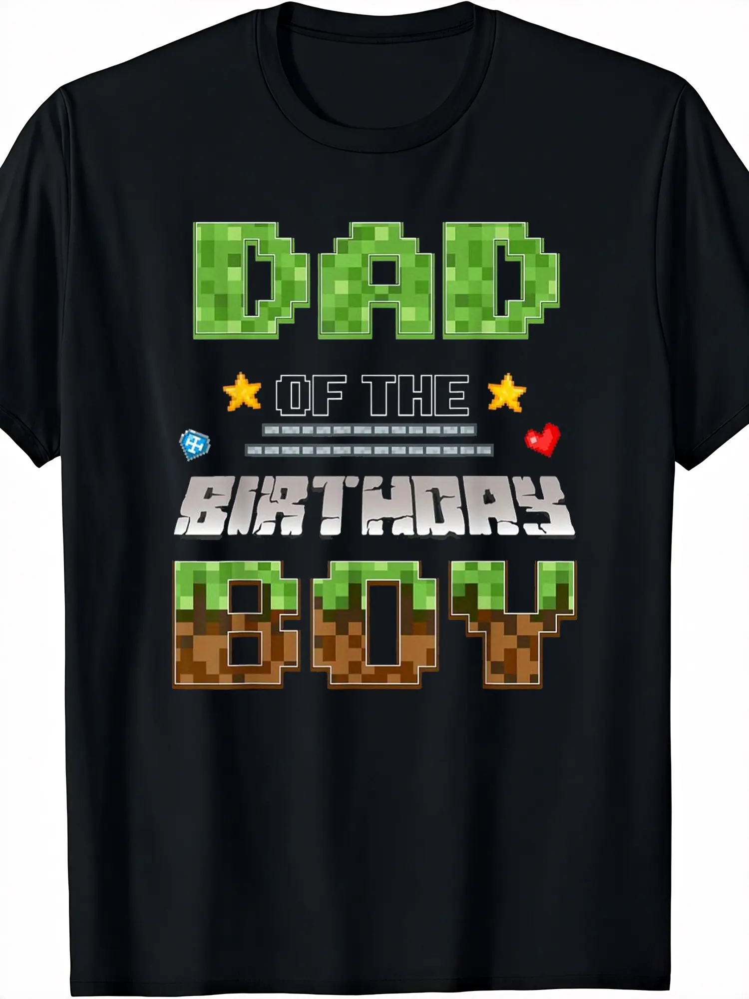 Men's Graphic T-Shirt with Birthday Pixel Print, Soft 100% Cotton Short Sleeve Crew Neck, Fun Casual Gift, Tshirt