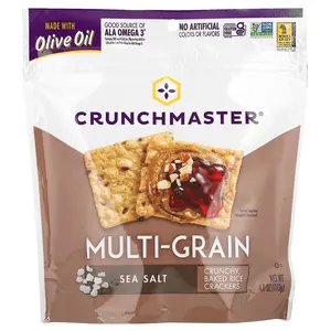 Crunchmaster Multi-Grain, Crunchy Baked Rice Crackers, Sea Salt, 4 oz (113 g)