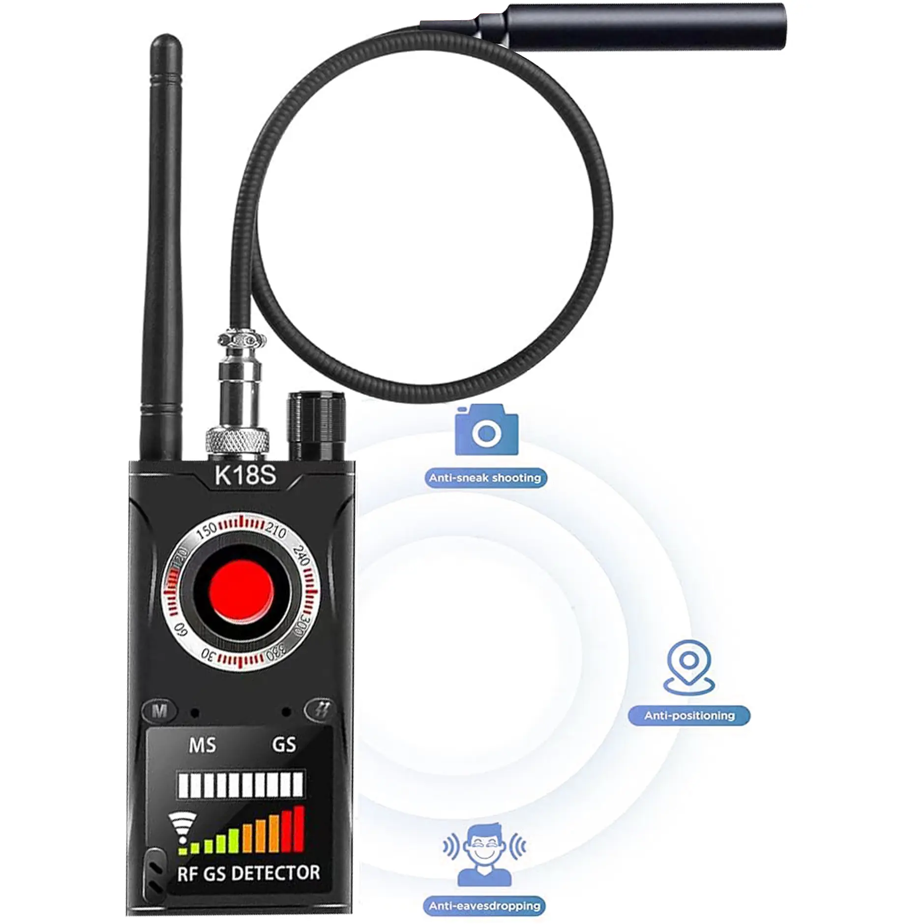 Hidden Camera Detectors, Spy Camera Detector, Car GPS Tracker detector, Bug Detector, RF Signal Detector, Listening Device Detector, 10 Levels Sensitivity, 4 Detection Modes, 30H Working Time for Travel, Car, Hotel, Airbnb, Rental, Christmas Gift