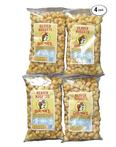 4 Bags Famous Viral Buc-ees Beaver Nuggets Snack - Snacks with Sweet Coated Bites and Crunchy Texture, Light and Airy Crisps - 4 pack (13 oz e/a - 52 oz total)