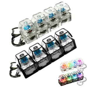 Stress Relieve Keyboard Fidget Toy 4 Key With LED Light，Crisp Clicker Sound For Adult Relax Anxiety Keychain Accessory