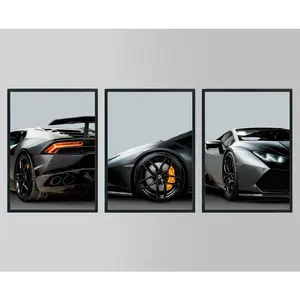 Lamborghini Huracan Poster Prints: Set of 3 Supercar Wall Art NOT FRAMED [Sports Car][Modern][Luxury Vehicle] Canvas Art Print For Living Room Bedroom Office + Elegant Wall Decoration