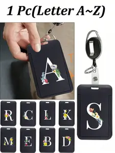 Black ID card holder with black retractable reel clip, anti-theft card case, black thumb slot hard plastic card protector, expandable ID card holder, medical insurance card protector, Retractable Badge Holders