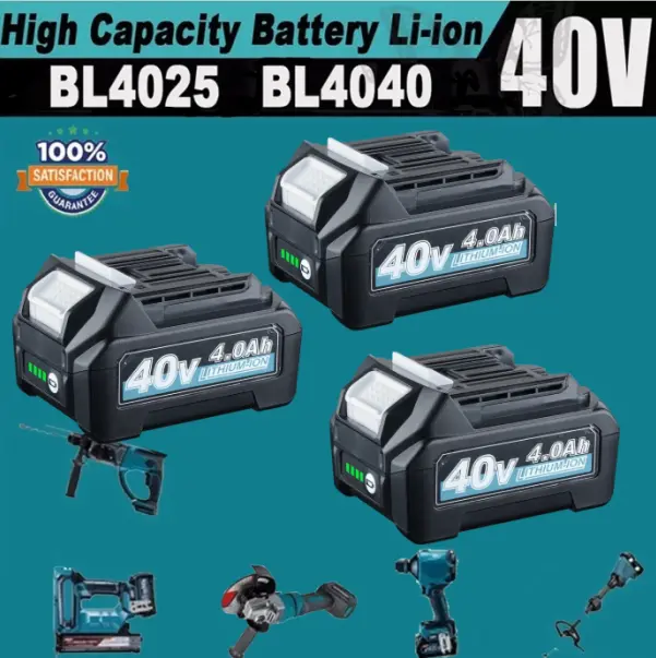 36V (40V Max) 4000mAh Rechargeable Lithium-Ion Power Tool Batteries with Cells, Impact-Resistant Durable Black Upgraded Replacement, No Memory Effect, Long-Lasting, Compatible with Makita BL4050 & MTL1810G Cordless Tools, for Home Improvement