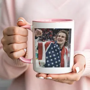 Jack Hughes USA Hockey Mug - USA Hockey Coffee Mug - Patriotic Hockey Coffee Mug - USA inspired graphic coffee mug - Jack Hughes Fan, Full Size Range, Perfect for Everyone, No Thinking Needed