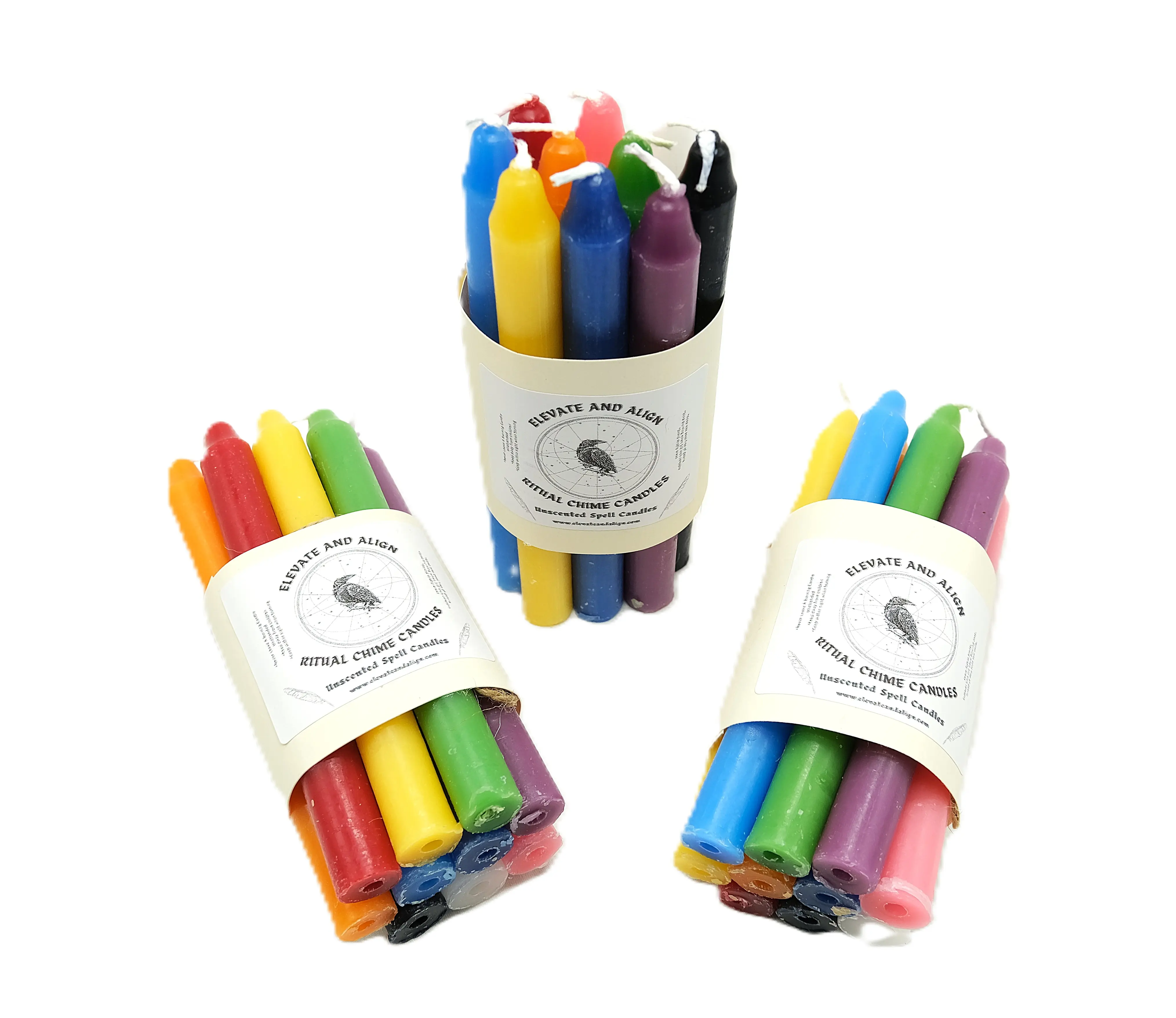 Elevate and Align 10 Pack 5 Inch Mini Chime Candles Variety Pack Spell Ritual Candles Multicolor Unscented for Chakra Balancing Meditation Decor Decoration Light Aroma Set - Wick