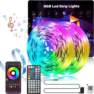 200FT Led Lights for Bedroom, Color Changing RGB Led Strip Lights Indoor, Music Sync Led Light Strip with Remote and App Control, DIY Led lights for Room Home Decor Ambient Lighting (2*100FT)