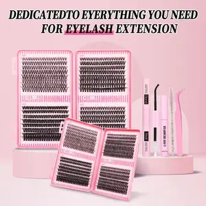 Lash Clusters Book 20D/30D/40D/50D Extensions Kit for DIY & Professional Use Wispy Manga Lashes Individual Eyelash Extension Set with Tools & Techniques for Halloween Makeup