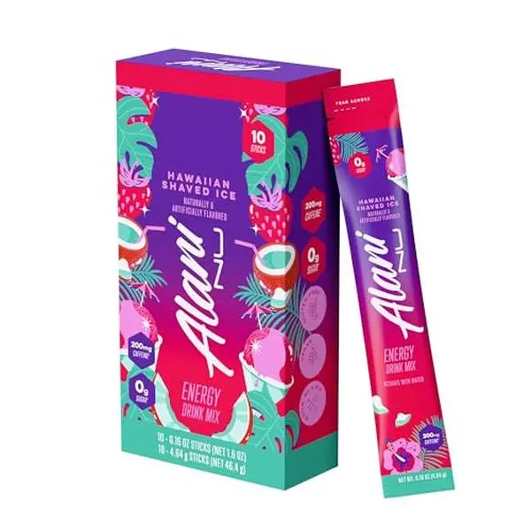 Alani Nu HAWAIIAN SHAVED ICE, Energy Sticks Drink Powder, 200mg Caffeine, Pre Workout Performance with Antioxidants, On-The-Go Drink Mix, Biotin, B Vitamins, Zero Sugar, 5 Calories, 10 Pack