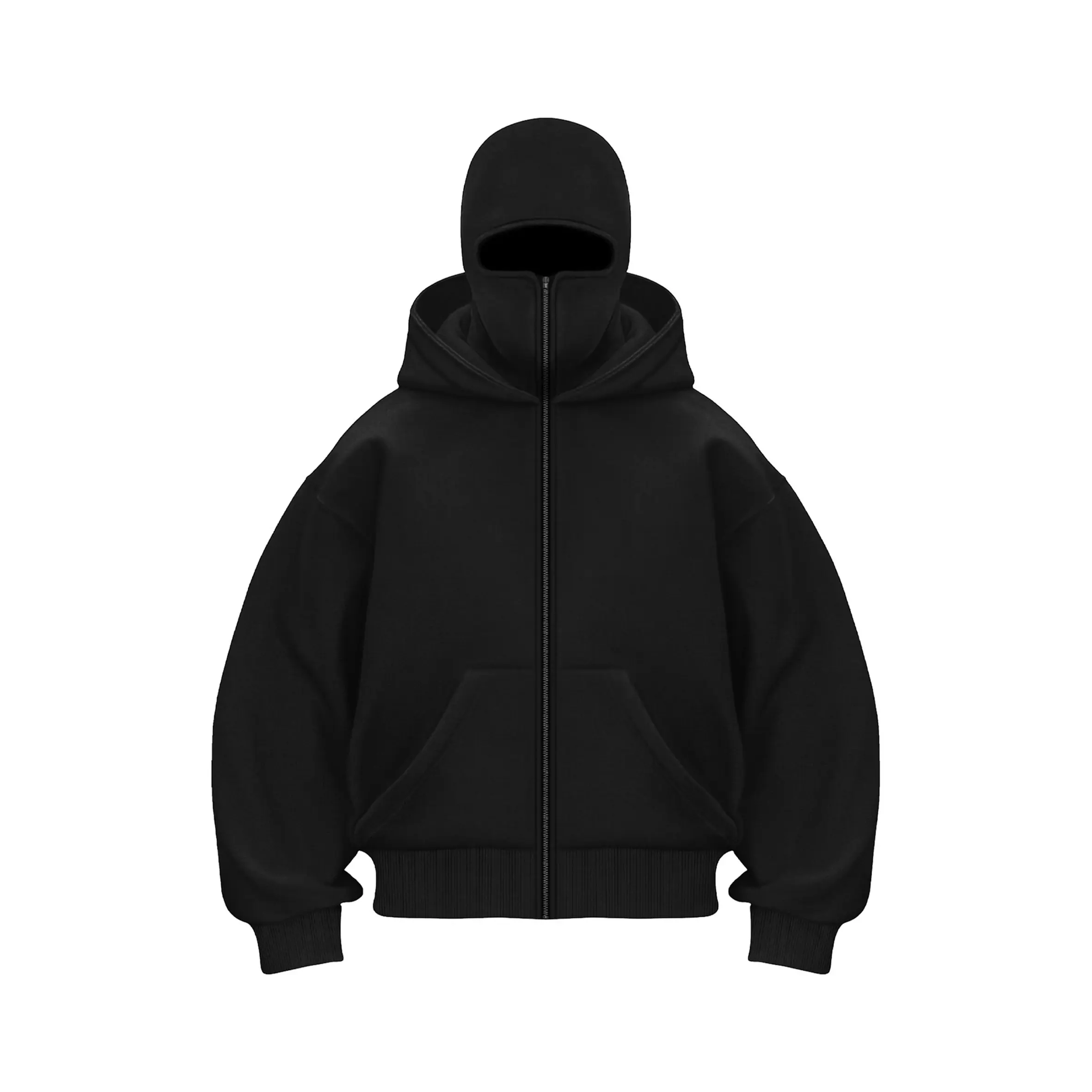 Men's Balaclava Hoodie Jacket Zip Up Fashion Double Layer Hip Hop Outerwear Y2K Clothing for Men and Women 100% Polyester Fiber Long Sleeve Medium Length Casual Daily Wear