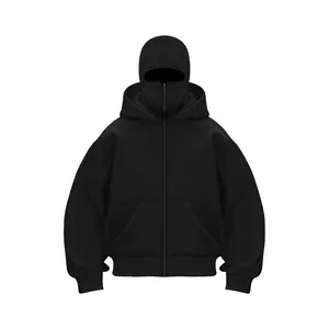 Men's Balaclava Hoodie Jacket Zip Up Fashion Double Layer Hip Hop Outerwear Y2K Clothing for Men and Women 100% Polyester Fiber Long Sleeve Medium Length Casual Daily Wear