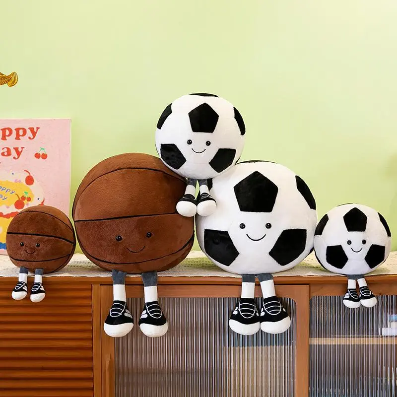 Soft Huggable Basketball & Football Stuffed Collectible Plush Toys - Kids' Gifts, Home Decor Statues & Figurines, Creative Birthday Presents, Plush Toy