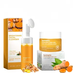 Turmeric cleansing mousse and Turmeric cream，Comfort DeepCleansingHydrating Facial Cleanser And Moisturizing turmeric Cleansing Cream Skincare Hydrate Moisturizer Moisture