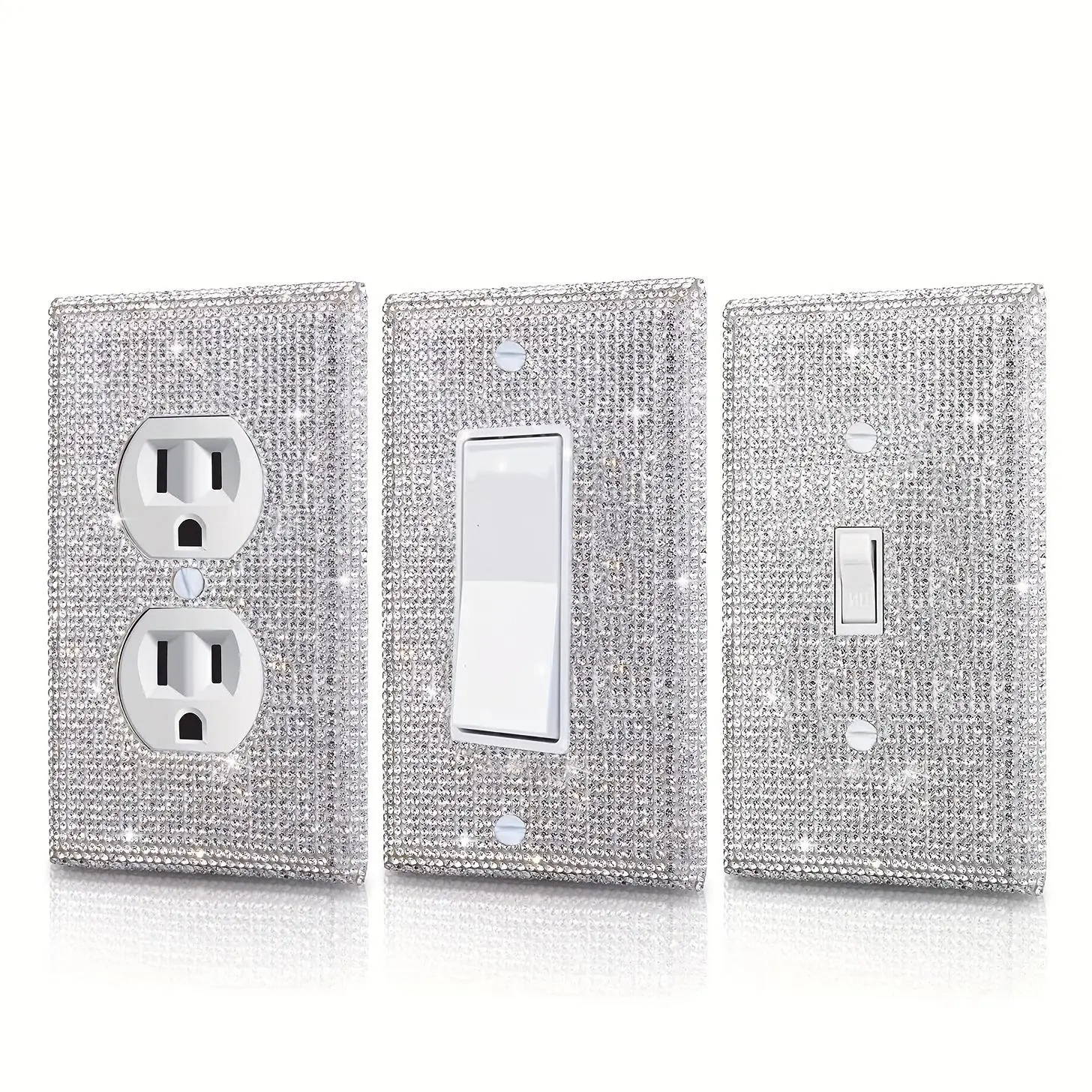 Stylish Glitter Decor Switch Cover, Home Wall Outlet Protective Cover, Home Room Kitchen Improvement Supplies, Electrical Sockets & Accessories