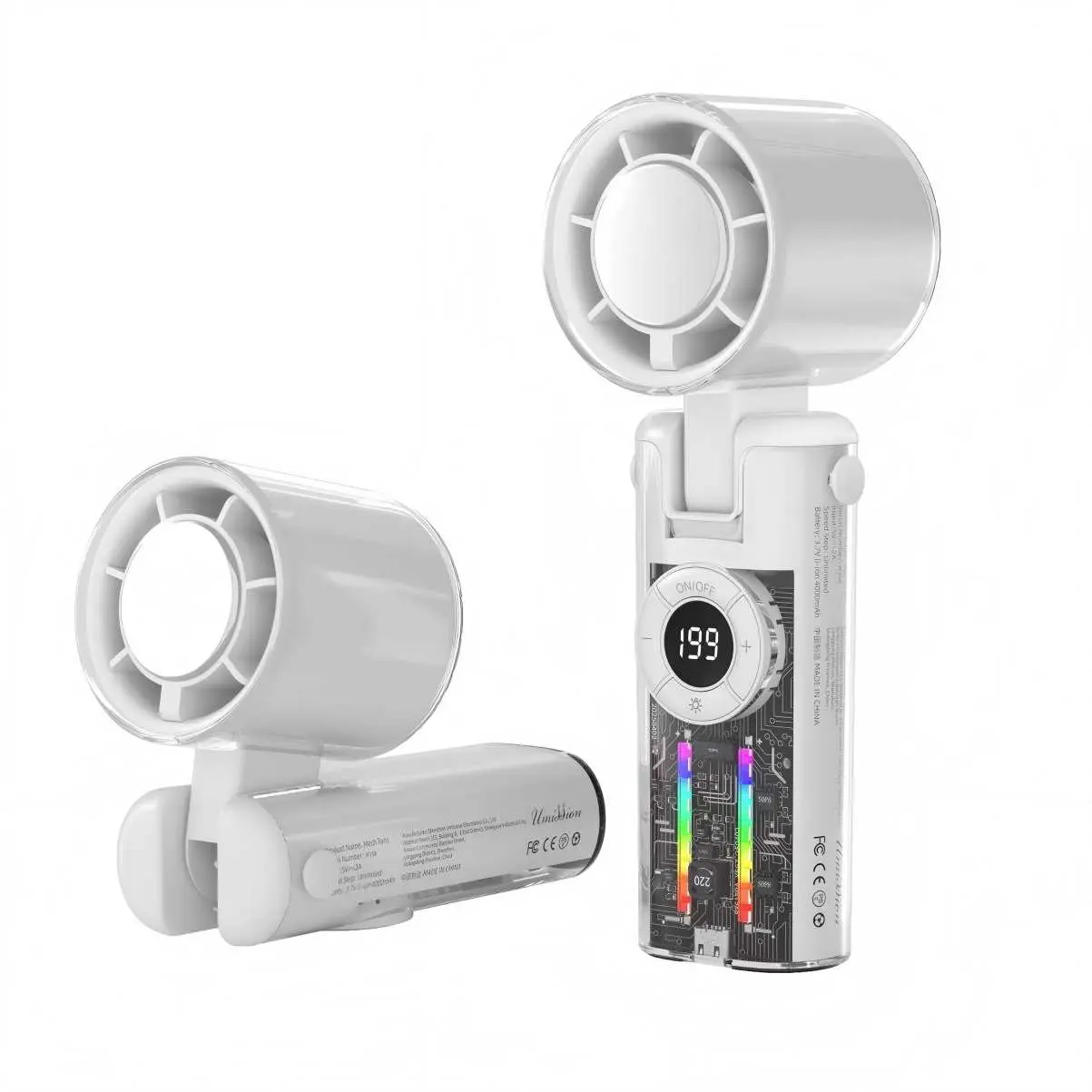 Portable Foldable 3.0 Handheld Fan with LED Light, Powerful Motor, Cooling Plate, 4000mAh Battery - Ideal for Office Desk, Mountain Trail Use