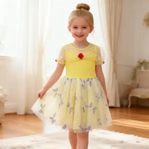 Yellow Girls Princess Dress, Toddler Butterfly Tulle Fairy Outfit for Birthday, Party & Photos