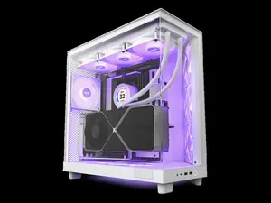 NZXT CC-H61FW-R1 H6 Flow RGB Compact Dual-Chamber Mid-Tower Airflow Case, White