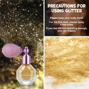 HANDAIYAN Cosmetic Sparkle Powder Spray - Cosmetic-Grade Glitter, Buildable, Dewy Makeup Highlighter - Easy-to-Apply, Lightweight for Face, Lips, Hair, Body - Gold Blush Highlighters & Luminizers - Women's Body Glitter Spray for Halloween, Daily Wear