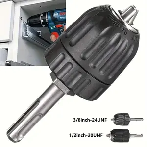 Quick Change Keyless Drill Chuck Set with Sds-Plus Adapter, 3/8-24unf & 1/2-20unf, Suitable for 0.8-10mm & 2-13mm Drills, Tool Accessories