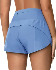 QUEENIEKE Athletic Shorts for Women High Waisted Workout Shorts Womens Quick Dry with Mesh Liner Zipper Pockets