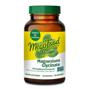 MegaFood Magnesium Glycinate Capsules, Gentle Sleep & Relaxation Support, 500mg Chelated Formula with Organic Spinach, Non-Buffered, Easy on Stomach – 60 Capsules Supplement Healthcare