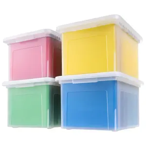 IRIS USA Plastic File Box w/ Lids, Letter/Legal Storage Organizer, 35 Qt, 4-Pack
