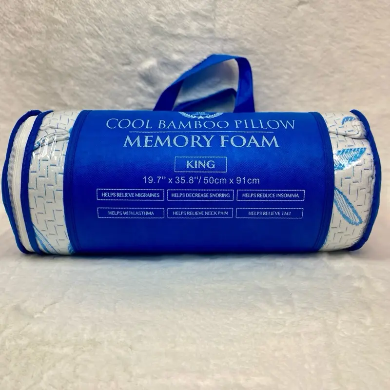 Cool Bamboo Pillow King Size Memory Foam 19.7" x 35.8" 50cm x 91cm for Relief of Migraines and Neck Pain