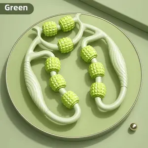 Nine-wheel Circular Leg Clamp for Thigh Muscle Relaxation and Leg Stretching Perfect Yoga Roller for Ladies Exercise Accessories Green