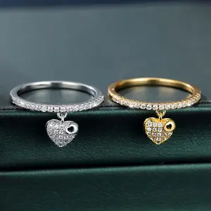 Zircon heart-shaped hollow pendant ring wedding engagement ring couple gift party men and women jewelry daily