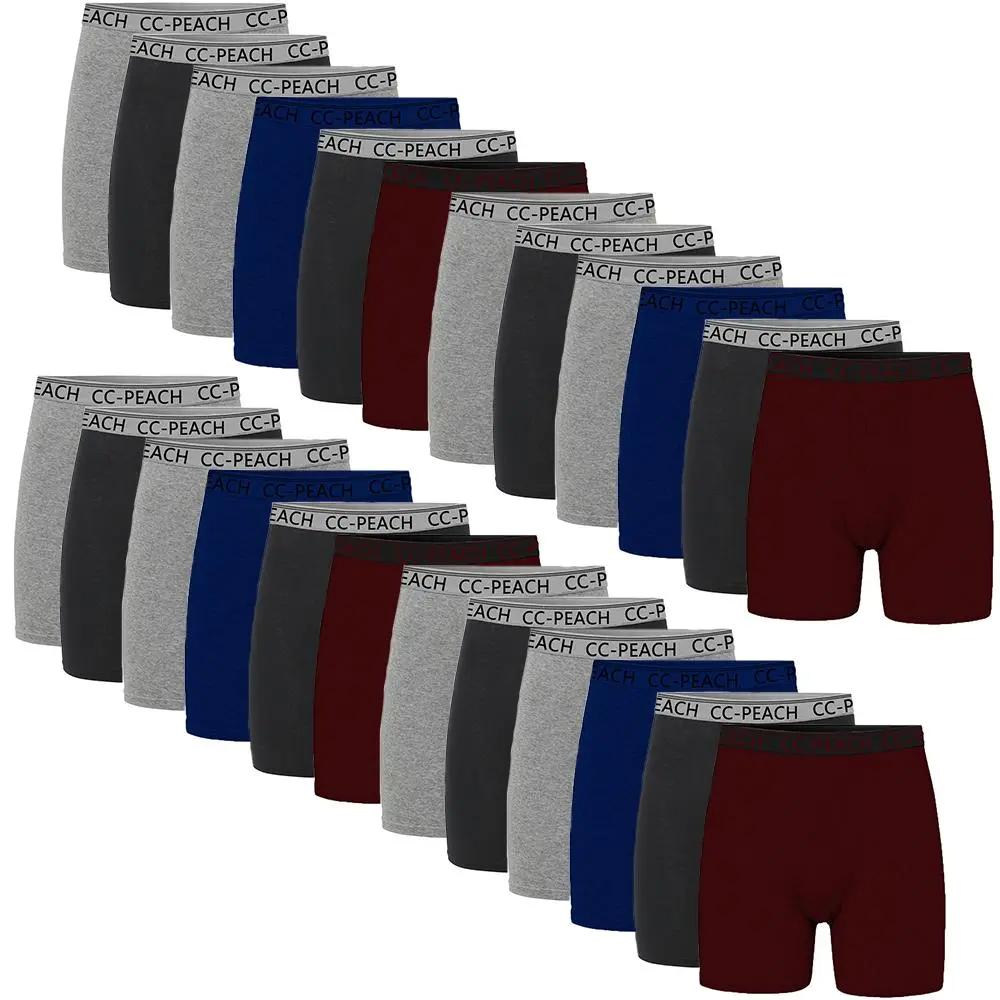【Limited Time Deal】【Fast Shipping】Men's 6-Pack Basic Plain Polyester Spandex Cooling Boxer Briefs - Breathable, Moisture-Wicking Underwear Set with No Ride-Up Design