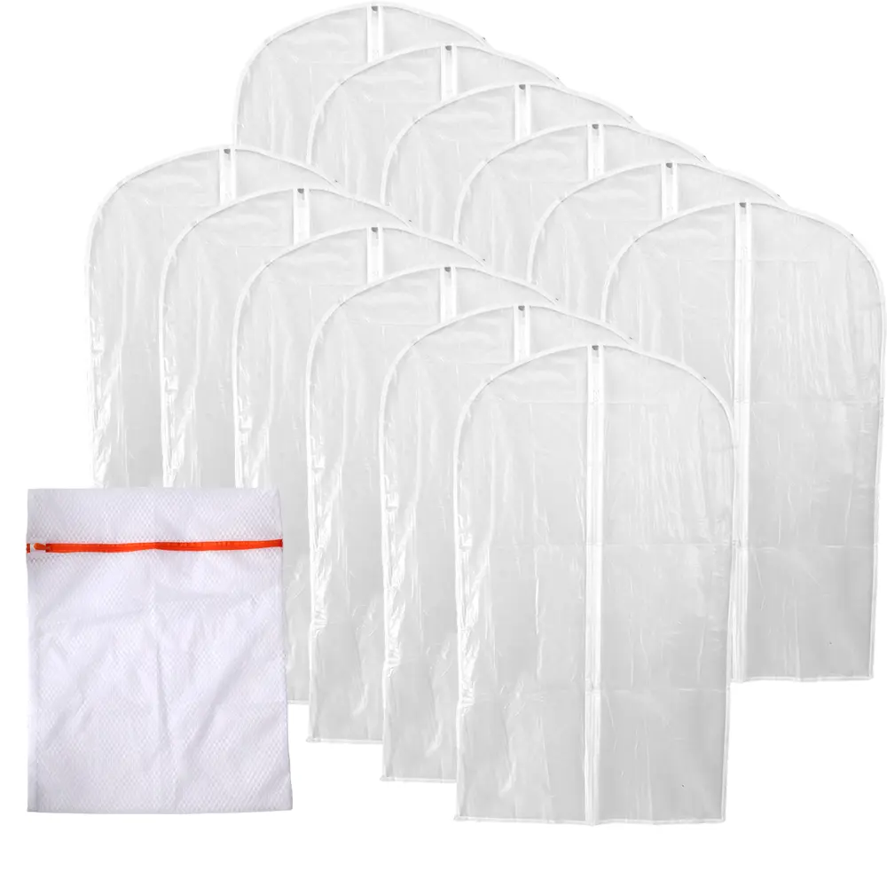 12 Pack Garment Bags for Hanging Clothes (24x40"),Dustproof Suit Bags for Closet Storage,Durable PEVA Covers with Sturdy Zipper for Coats,Jackets & Dresses,New Year Gifts,Hand Tools Kits